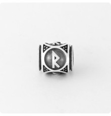 Шарм-бусина с руной Райдо (Рейд) из серебра