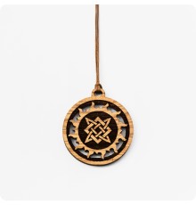 Оберег Звезда руси (Квадрат Сварога) в Солнечном круге из Дуба