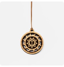 Оберег Меч острием вниз в Солнечном круге из Дуба