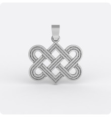 Амулет - Переплетенные сердца из серебра