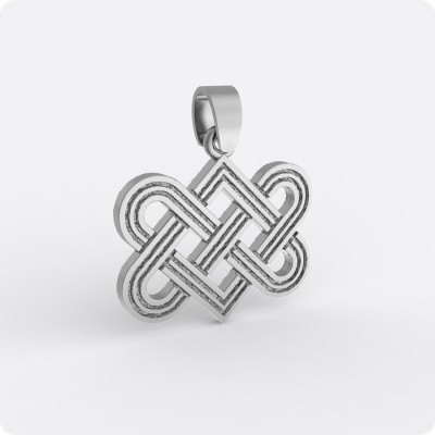 Амулет - Переплетенные сердца из серебра