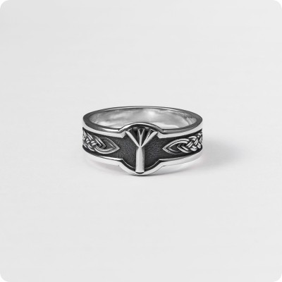 Кольцо с руной Альгиз из серебра