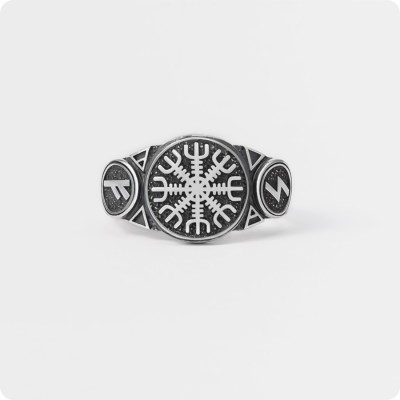 Кольцо Шлем Ужаса с рунами Соул (Сол, Согил, Зиг) и Феху (Феу)