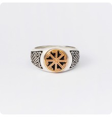 Кольцо с оберегом Колядник (серебро с золотом)