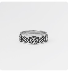 Кольцо с Оберегом Одолень трава из серебра