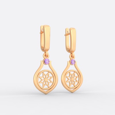 Серьги со славянским оберегом Алатырь из золота на английском замке