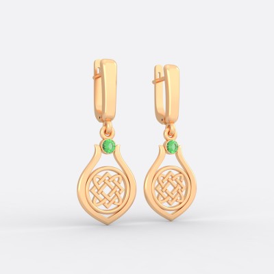 Серьги со славянским оберегом Звезда Лады-богородицы из золота на английском замке