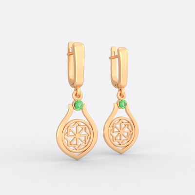 Серьги со славянским оберегом Молвинец из золота на английском замке