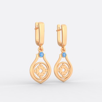 Серьги со славянским оберегом Репейник счастья из золота на английском замке