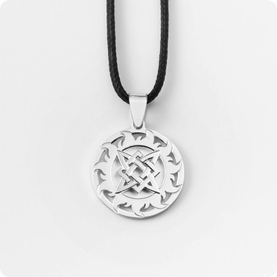 Оберег Звезда Руси (Квадрат Сварога) из серебра в Солнечном Круге