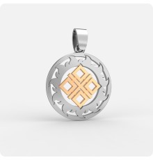 Оберег Макошь (Мокошь) из серебра с золотом в Солнечном Круге