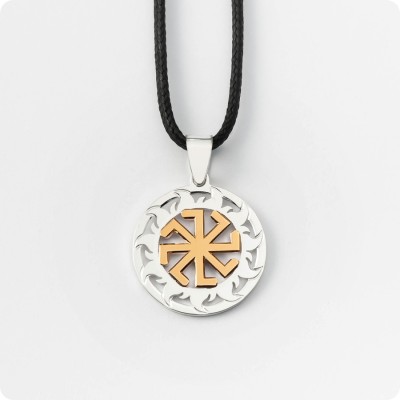 Оберег Колядник из серебра с золотом в Солнечном Круге