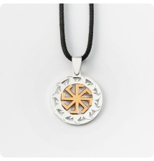 Оберег Ладинец из серебра с золотом в Солнечном Круге