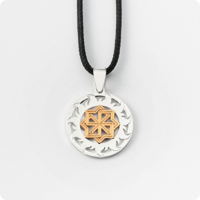 Оберег Молвинец из серебра с золотом в Солнечном Круге
