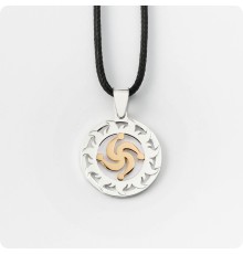 Оберег Символ Рода из серебра с золотом в Солнечном Круге