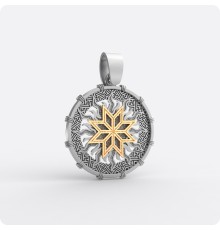 Алатырь с Солнцем (серебро с золотом)