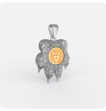 Оберег печать Велеса (Волоса) (серебро с золотом) - Волчья лапа (объёмная)