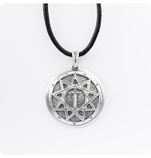 Оберег Меч острием вниз из серебра в Два уровня