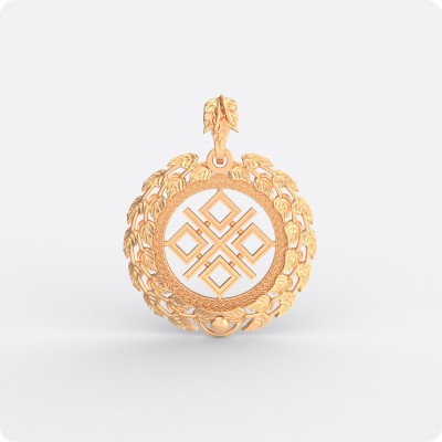 Оберег Макошь (Мокошь) в берёзовых листьях из золота