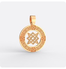 Оберег Звезда Руси (Квадрат Сварога) из золота с узором