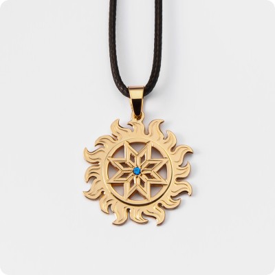 Оберег Алатырь из золота с камнем в Ярило