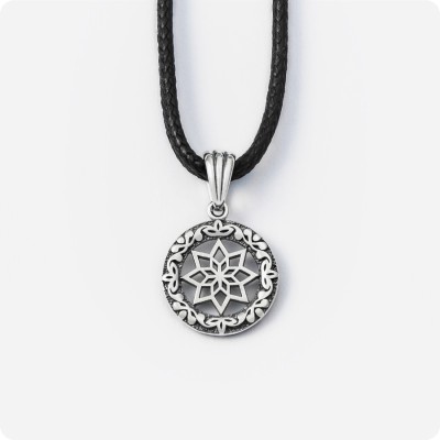 Оберег Алатырь-щит из серебра (малый)