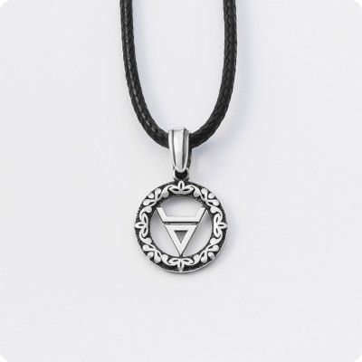 Оберег Символ Велеса (Волоса) из серебра в круге (малый)