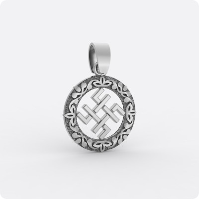 Оберег Сварог из серебра в круге (малый)
