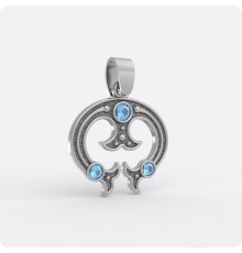 Оберег Лунница из серебра (три камня)