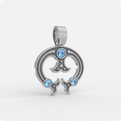 Оберег Лунница из серебра (три камня)