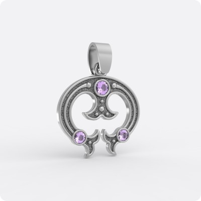 Оберег Лунница из серебра (три камня)