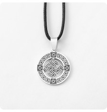 Оберег Цветок Папоротника из серебра с узором