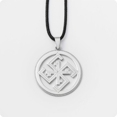 Оберег Сварга из серебра в круге