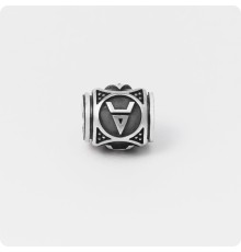 Шарм - бусина с оберегом Символ Велеса (Волоса) из серебра