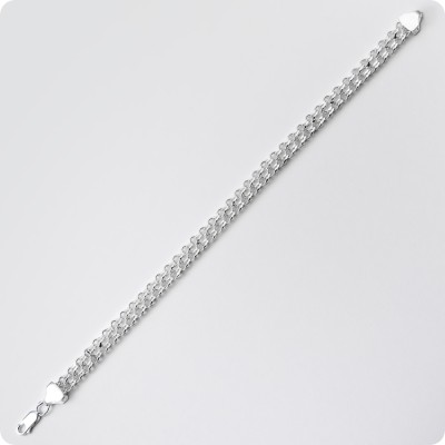 Серебряный браслет с Молвинцем плетение Двухполосный Бисмарк