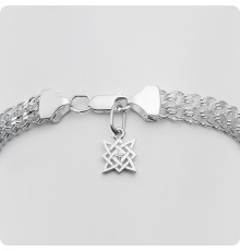 Серебряный браслет плетение Двухполосный Бисмарк со Звездой Руси (Квадрат Сварога)