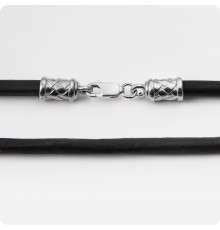 Кожаный шнур с серебряным замком - Лапти (4 мм)