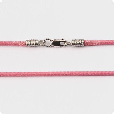 Розовый шнур из ткани с серебряным замком